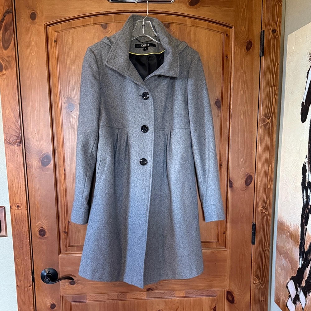 DKNY Charcoal Button-Up Coat
